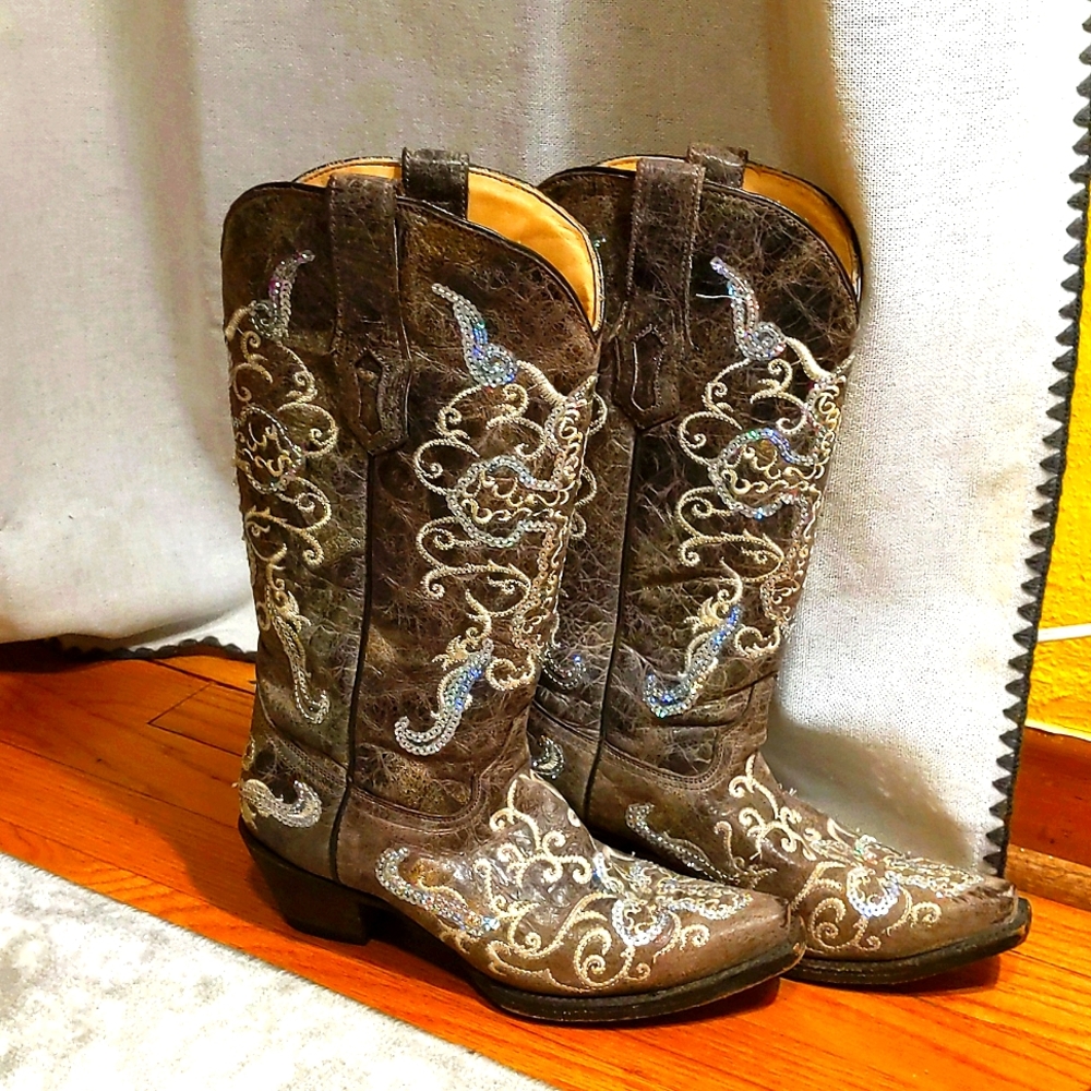 Coral Cowgirl Leather Boots